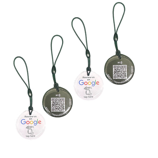 Contactless Sharing Smart NFC 4x 'Review us on Google' Review Keyrings + QR code