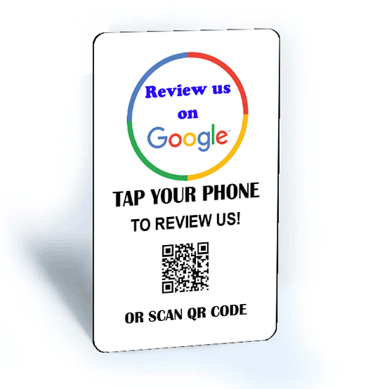 Contactless Sharing Smart NFC 'Review us on Google' Review Card + QR code