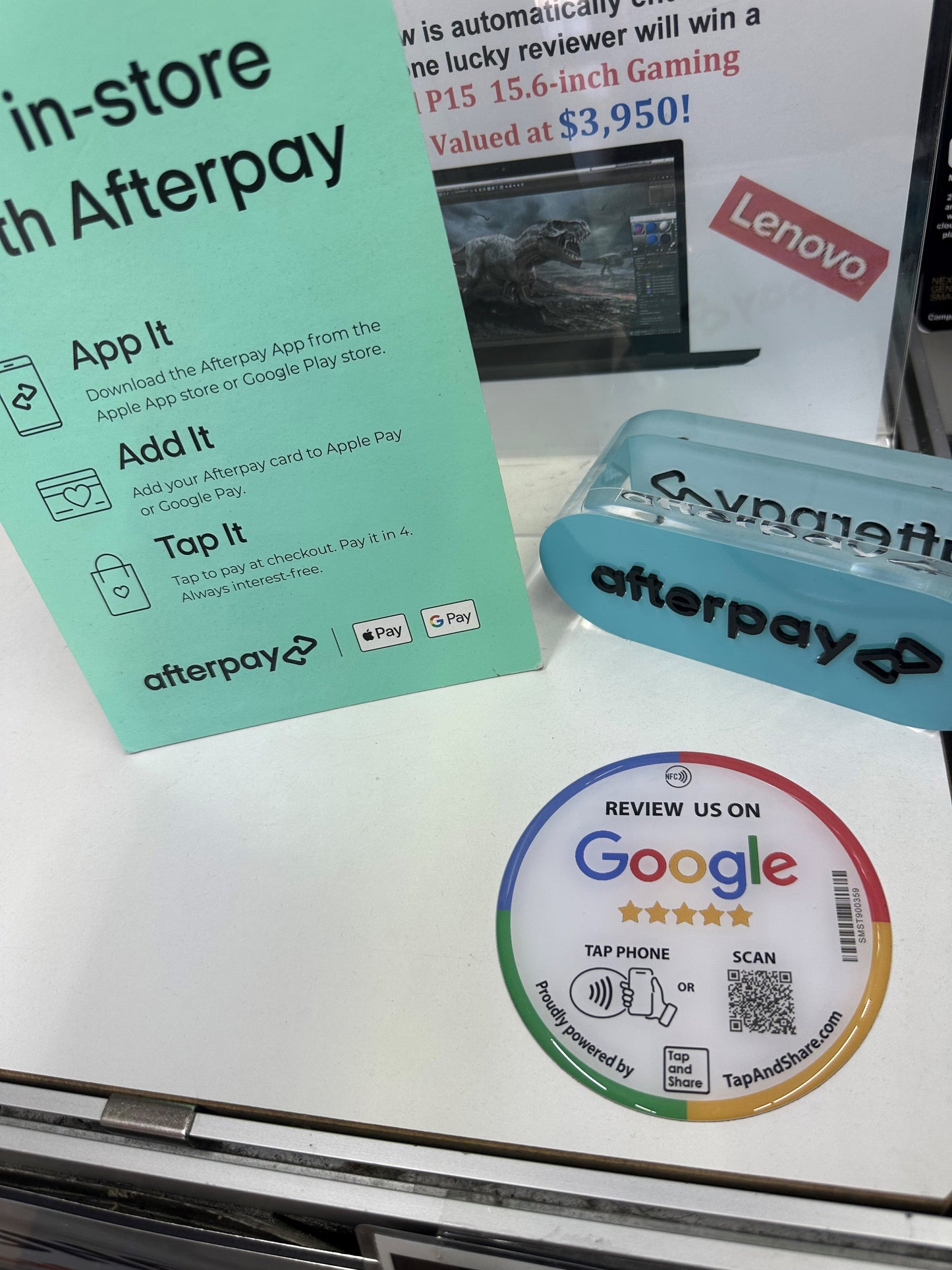 Contactless Sharing Smart NFC 'Review Us on Google' 10cm Adhesive Epoxy Sticker + QR code